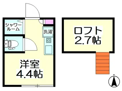 ROOTS竹ノ塚(ワンルーム/2階)の間取り写真