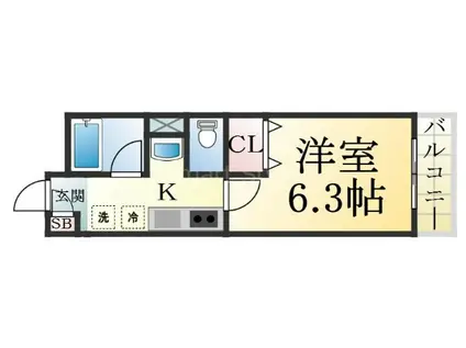 コスティエーロ須磨(1K/2階)の間取り写真