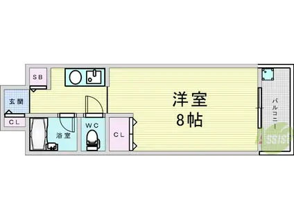 ミーールズ江坂(ワンルーム/3階)の間取り写真