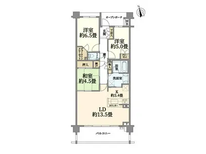 プラウド横濱白楽(3LDK/4階)の間取り写真