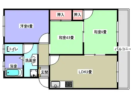 ハイツ中村(3LDK/2階)の間取り写真