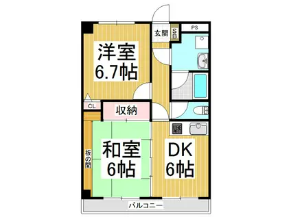 アパ・カーム(2DK/1階)の間取り写真