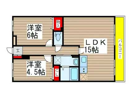 フローラ千葉中央(2LDK/4階)の間取り写真