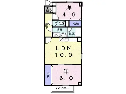 メゾン・ボヌールFI(2LDK/1階)の間取り写真
