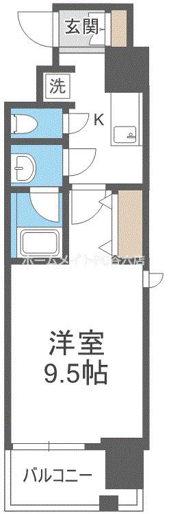 コンフォリア心斎橋イースト(1K/9階)の間取り写真