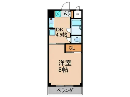 ラ・メールKY(1DK/2階)の間取り写真