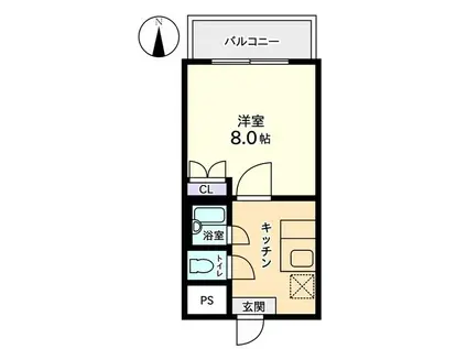 信開ウエラコート大領中(1K/4階)の間取り写真