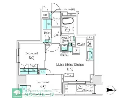 ASMACI MAISON両国I(2LDK/8階)の間取り写真