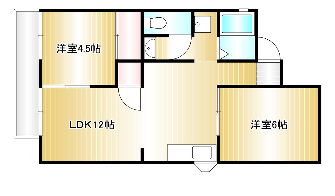 グリーンハイツ塩津(2LDK/2階)の間取り写真