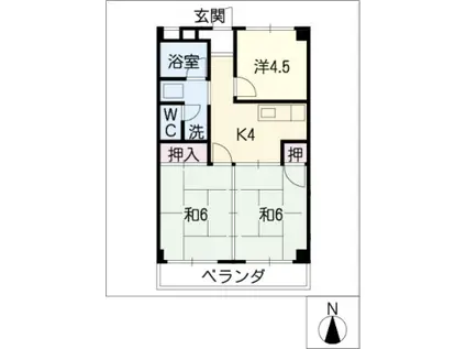 ドミール英(3K/3階)の間取り写真