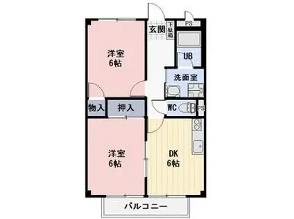 SURPLUSラフィーネ(2DK/2階)の間取り写真