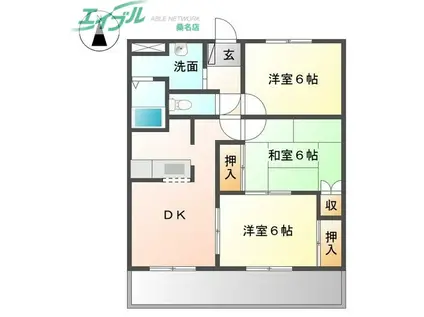 コンフォール(3DK/2階)の間取り写真