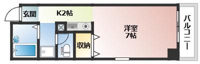 フォンテーヌ勝間(1K/4階)の間取り写真