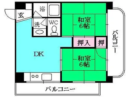 サンシャイン西宮(2DK/3階)の間取り写真