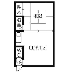 旭ハイツ(1LDK/2階)の間取り写真