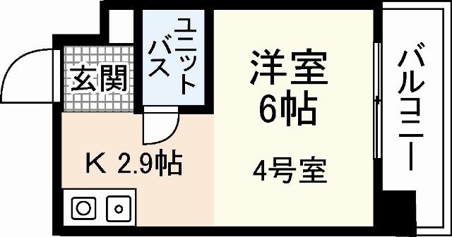CALM東観音(ワンルーム/5階)の間取り写真