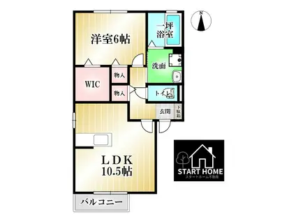 コーポK E棟(1LDK/1階)の間取り写真