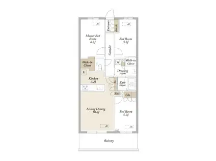 KDXレジデンス武蔵境II(3LDK/1階)の間取り写真