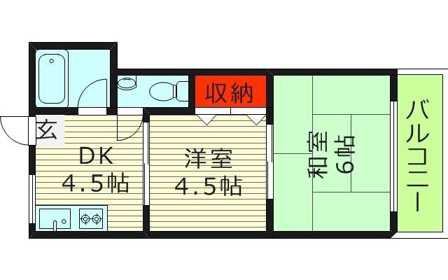 コーポ三原2(1DK/3階)の間取り写真