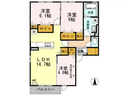 レジデンス小野(3LDK/2階)の間取り写真