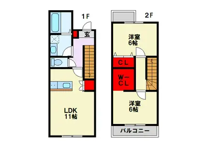 グランスタ馬場山D棟(2LDK/1階)の間取り写真