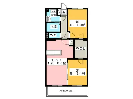 マンション豊生(2LDK/1階)の間取り写真