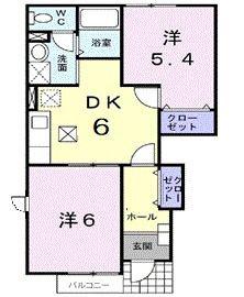 ファミール八王子A(2DK/1階)の間取り写真