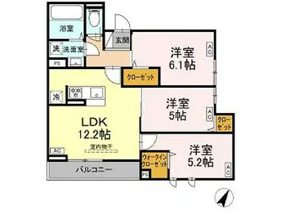 セレスティア荻窪(3LDK/2階)の間取り写真