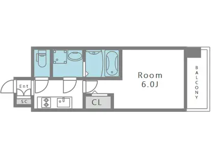 エスリードレジデンスグラン大阪福島ノース(1K/2階)の間取り写真