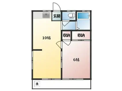 オレンジハウス(1LDK/1階)の間取り写真