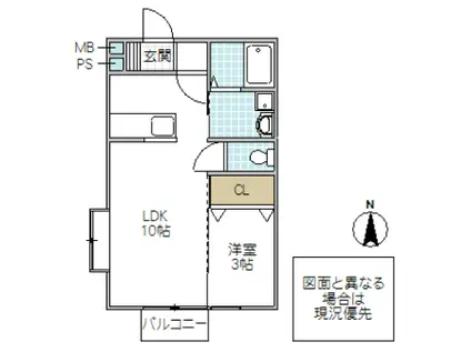 リベール浜田(1LDK/1階)の間取り写真