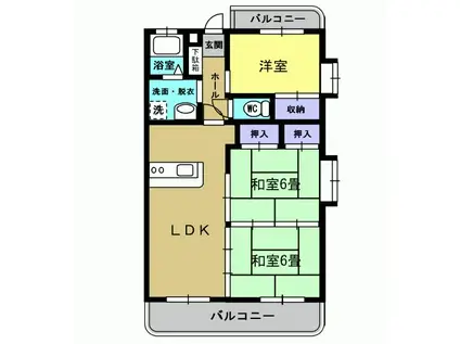 ボヌール西谷山A棟(3LDK/3階)の間取り写真
