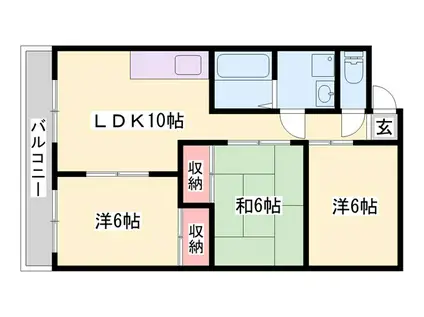 ヤシログリーンパレス(3LDK/2階)の間取り写真