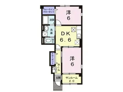 M.Y マーブルハウスII(2DK/1階)の間取り写真