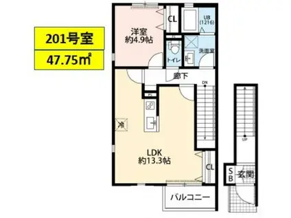 DURA CASA MIHORI(1LDK/2階)の間取り写真