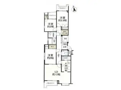 グランドメゾン北新宿(3LDK/3階)の間取り写真