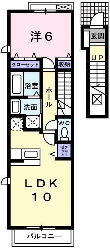 サウスローレル(1LDK/2階)の間取り写真