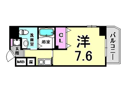 クレアール神戸(1K/3階)の間取り写真