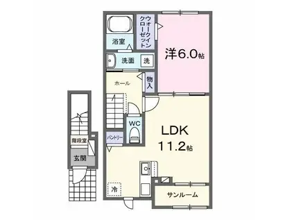 カミーノ アムレト I(1LDK/2階)の間取り写真