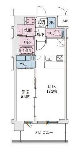 スプランディッド天王寺サウス(1LDK/3階)の間取り写真