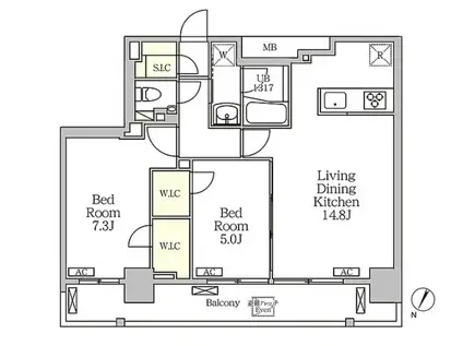 ジオエント白金台(2LDK/11階)の間取り写真