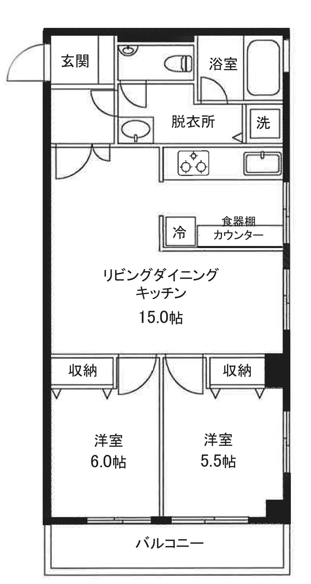 秀和第二奥沢レジデンス(2LDK/2階)の間取り写真