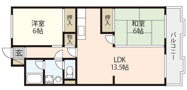 コーポ井口台(2LDK/2階)の間取り写真
