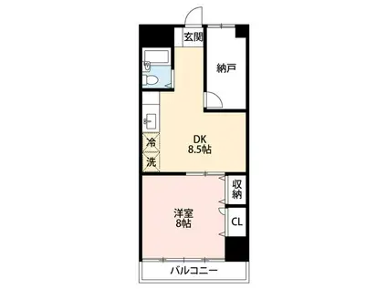 フレンディビル(1SDK/4階)の間取り写真