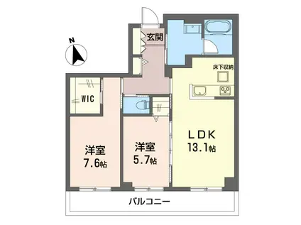 ベレオ船橋(2LDK/1階)の間取り写真