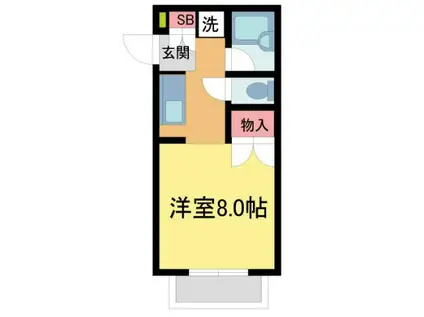ヴィラ上ヶ原(ワンルーム/1階)の間取り写真