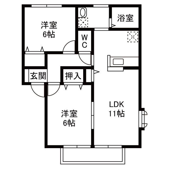 フォレスト瀬名(2LDK/1階)の間取り写真