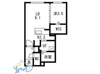 RITZ GRANDE 八軒(1LDK/3階)の間取り写真