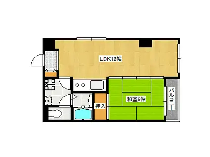 グレースメモリー宝塚(1LDK/6階)の間取り写真