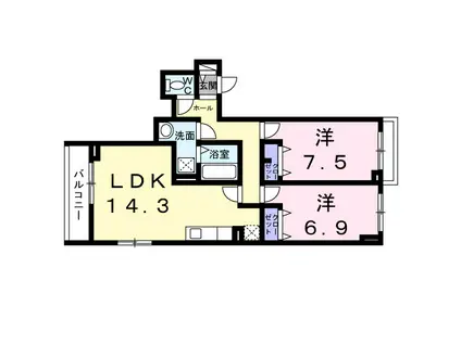 クローバー フレア(2LDK/2階)の間取り写真